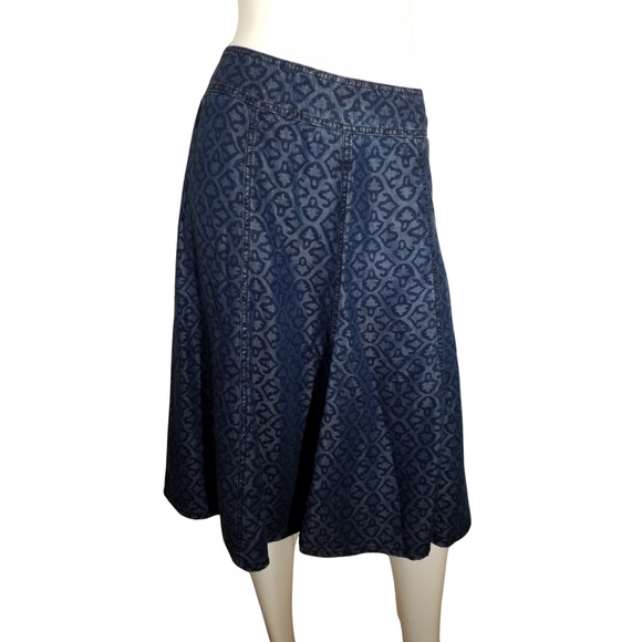 Coldwater Creek Womens Skirt Side Zip Blue Chambray Flared Unlined Size 10 - Picture 1 of 7